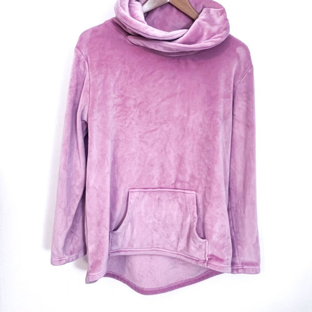 Softies Velour Pullover Cowl neck with Pockets Blush Pink Small - Picture 3 of 9